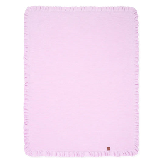 Ruffled Edge Knit Baby Blanket in Lilac